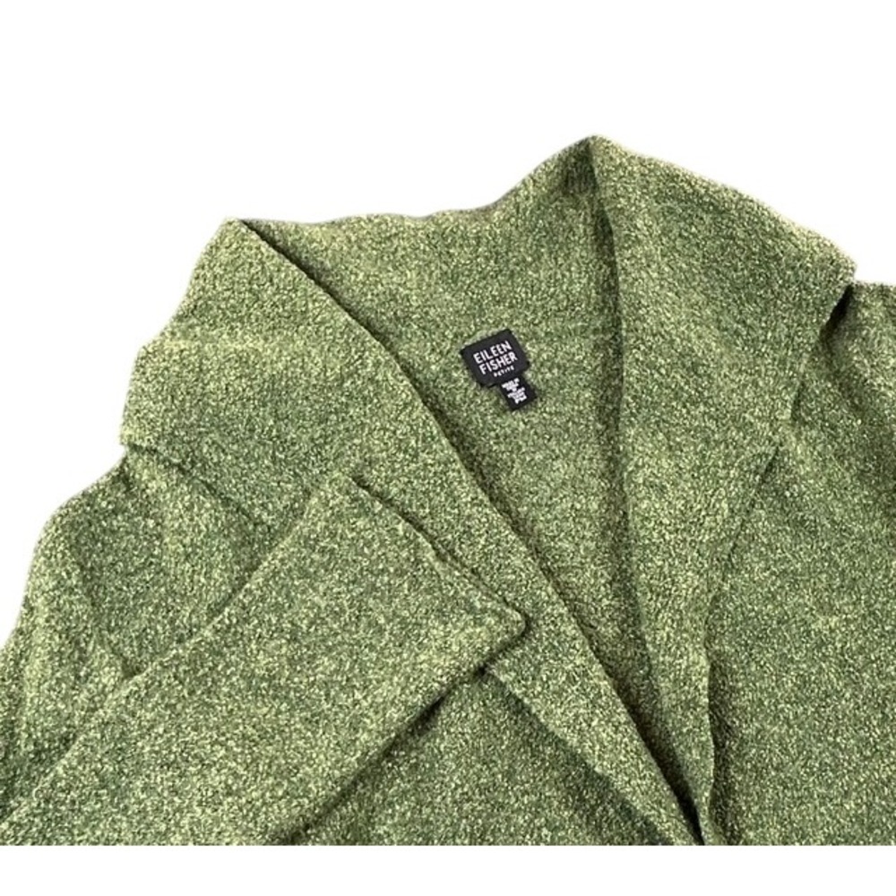 Eileen Fisher Women's Green Open Front Cowl Neck Wool Blend Cardigan PM Petite